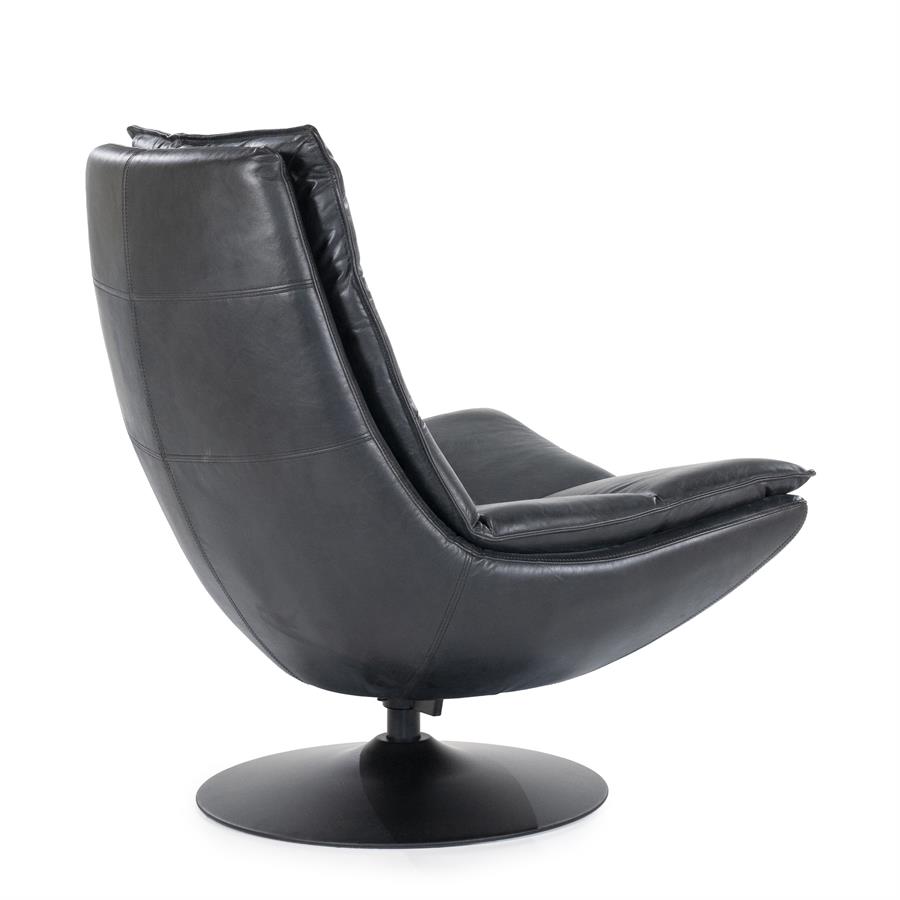 Fauteuil Sven - zwart boho leder