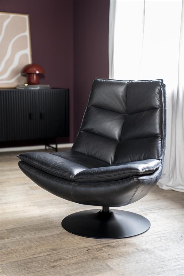 Fauteuil Sven - zwart boho leder
